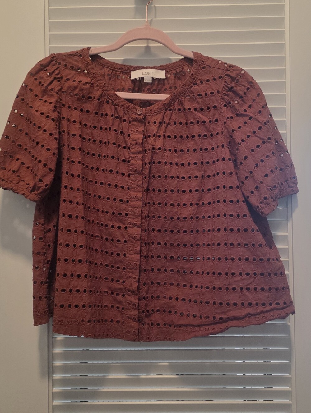 LOFT Eyelet Bubble Sleeve Blouse